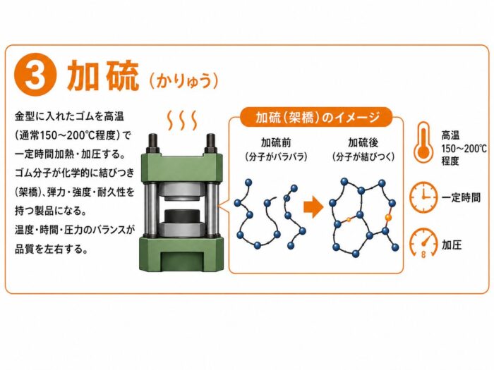 ③ 加硫（かりゅう）