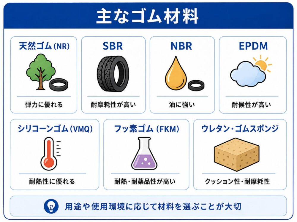 主要なゴム材料