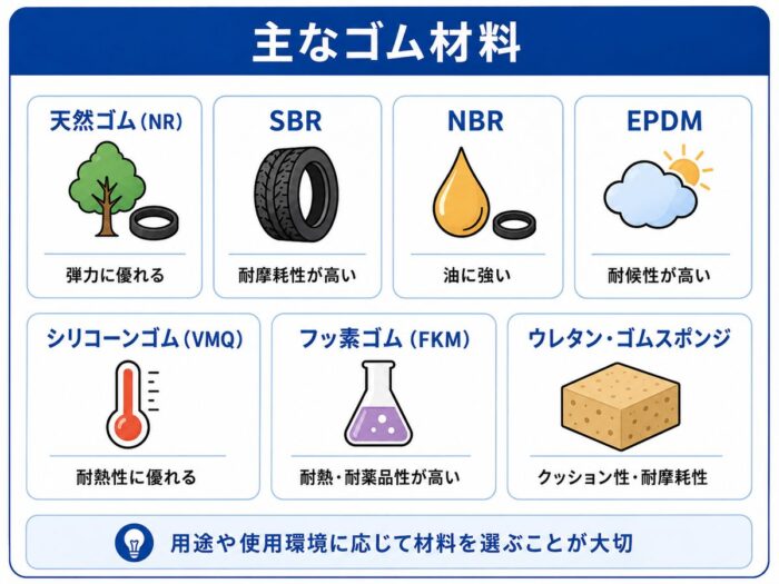 主要なゴム材料